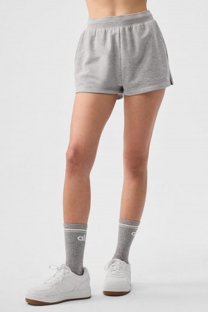 Athletic Heather Grey Alo Yoga Low Key Sweat Women Short | KSA LDA648792