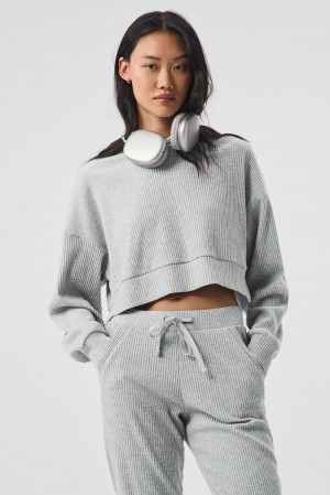 Athletic Heather Grey Alo Yoga Muse Women Hoodie | KSA NRL482053