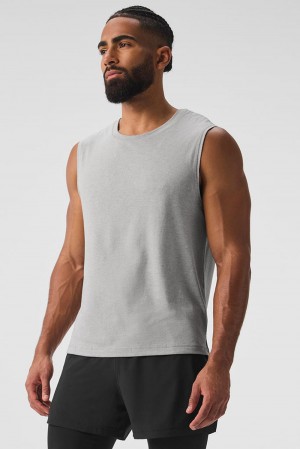 Athletic Heather Grey Alo Yoga The Triumph Muscle Men Tank | KSA VDX394057