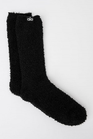 Black Alo Yoga Plush Lush Men Sock | KSA TMG561289
