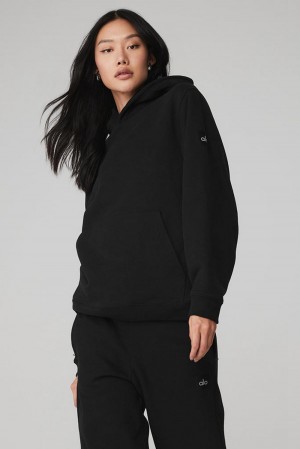 Black Alo Yoga Renown Heavy Weight Women Hoodie | KSA AGF417528