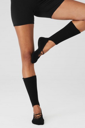Black Alo Yoga Strappy Siren Grip Women Sock | KSA VAZ536194