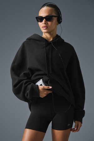 Black Alo Yoga Triumph Restore Women Hoodie | KSA NFT839527