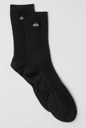 Black Alo Yoga Unisex Half-Crew Understated Men Sock | KSA HVB871204
