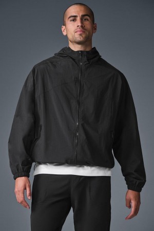 Black Alo Yoga Vantage Nylon Ripstop Track Men Jacket | KSA ZXU408697