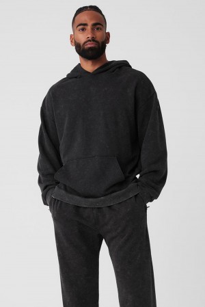 Black Wash Alo Yoga Chill Vintage Wash Men Hoodie | KSA GRJ630182