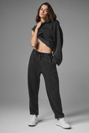 Black Wash Alo Yoga Chill Vintage Wash Women Sweatpant | KSA XGD371908