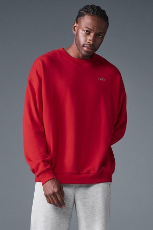 Bold Red Alo Yoga Accolade Crew Neck Men Pullover | KSA HXJ296457