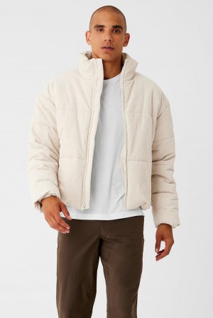 Bone Alo Yoga Corduroy Stage Men Puffer Jacket | KSA QAY083192