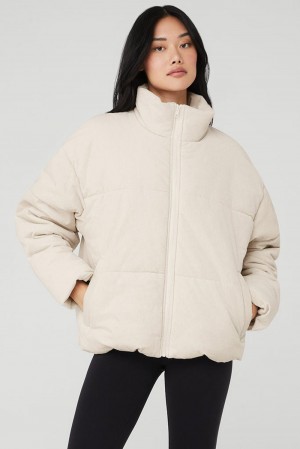 Bone Alo Yoga Corduroy Stage Women Puffer Jacket | KSA DWV513967