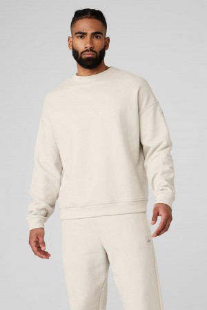 Bone Alo Yoga Renown Heavy Weight Crew Neck Men Pullover | KSA LWT642891