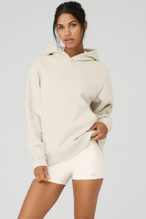 Bone Alo Yoga Renown Heavy Weight Women Hoodie | KSA NIB657123