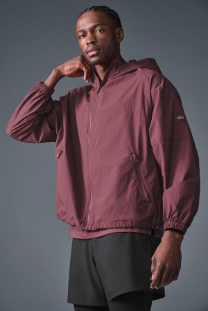 Burgundy Truffle Alo Yoga Vantage Nylon Ripstop Track Men Jacket | KSA GRE270893