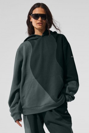 Charcoal Green Tonal Alo Yoga Make Waves Women Hoodie | KSA AMH590314