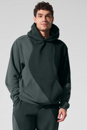 Charcoal Green Tonal Alo Yoga Make Waves Men Hoodie | KSA OYM712836