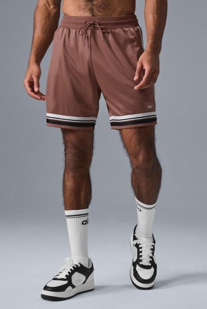 Chestnut Alo Yoga 7" Key Mesh Basketball Men Short | KSA FVR167490