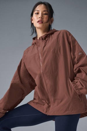 Chestnut Alo Yoga Vantage Nylon Ripstop Track Women Jacket | KSA PDH819543