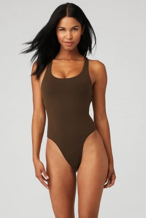 Espresso Alo Yoga Sleek Back Women Bodysuit | KSA ZEQ789436