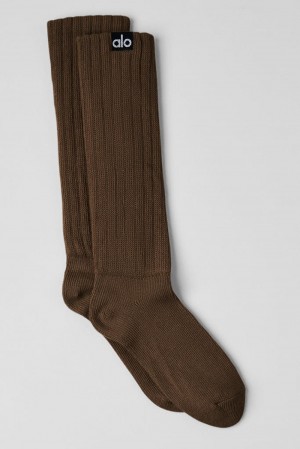 Espresso Alo Yoga Unisex Scrunch Men Sock | KSA NMC234701