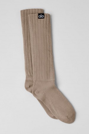 Gravel Alo Yoga Unisex Scrunch Men Sock | KSA KBG896472