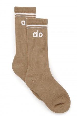 Gravel / White Alo Yoga Unisex Throwback Men Sock | KSA BFY104856