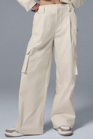 Ivory Alo Yoga High-Waist Night Out Cargo Women Pant | KSA GBJ683072