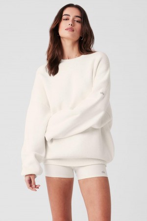 Ivory Alo Yoga Scholar Crew Neck Women Sweater | KSA KTD853271