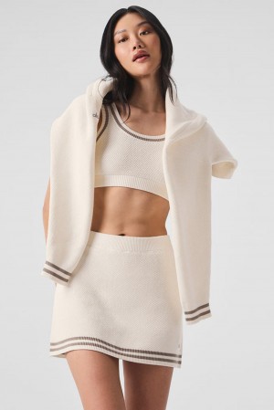 Ivory / Gravel Alo Yoga Tennis Club Sweater Knit Women Skirt | KSA CYT981352