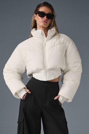 Ivory / Ivory Alo Yoga Main Act Corset Women Puffer Jacket | KSA EGR379264