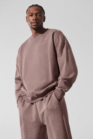 Mushroom Alo Yoga Accolade Crew Neck Men Pullover | KSA ZGX465719