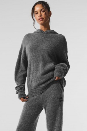 Platinum Grey Alo Yoga New Class Cashmere Women Hoodie | KSA LKS830751