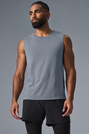 Steel Grey Alo Yoga The Triumph Muscle Men Tank | KSA EHF096278