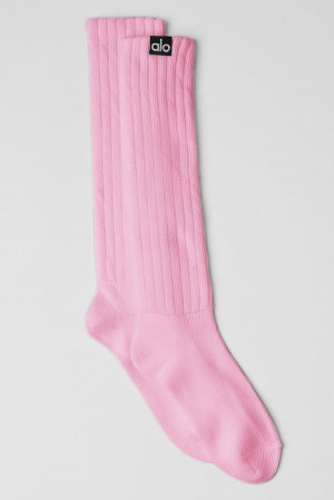 Sweet Pink Alo Yoga Unisex Scrunch Men Sock | KSA UYD723164