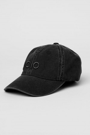 Vintage Black Alo Yoga Washed Off-Duty Men Cap | KSA LBN016934
