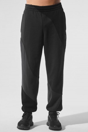 Vintage Black Tonal Alo Yoga Make Waves Men Sweatpant | KSA IRB684592