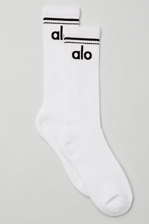 White / Black Alo Yoga Unisex Throwback Men Sock | KSA BSY704953