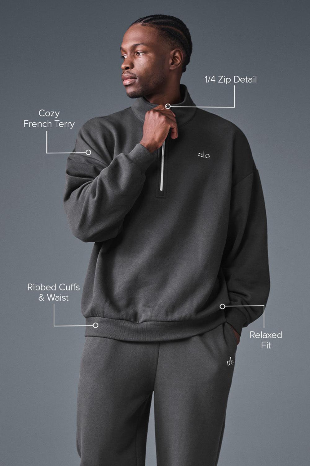 Anthracite Alo Yoga Accolade 1/4 Zip Men Pullover | KSA  CWX084257