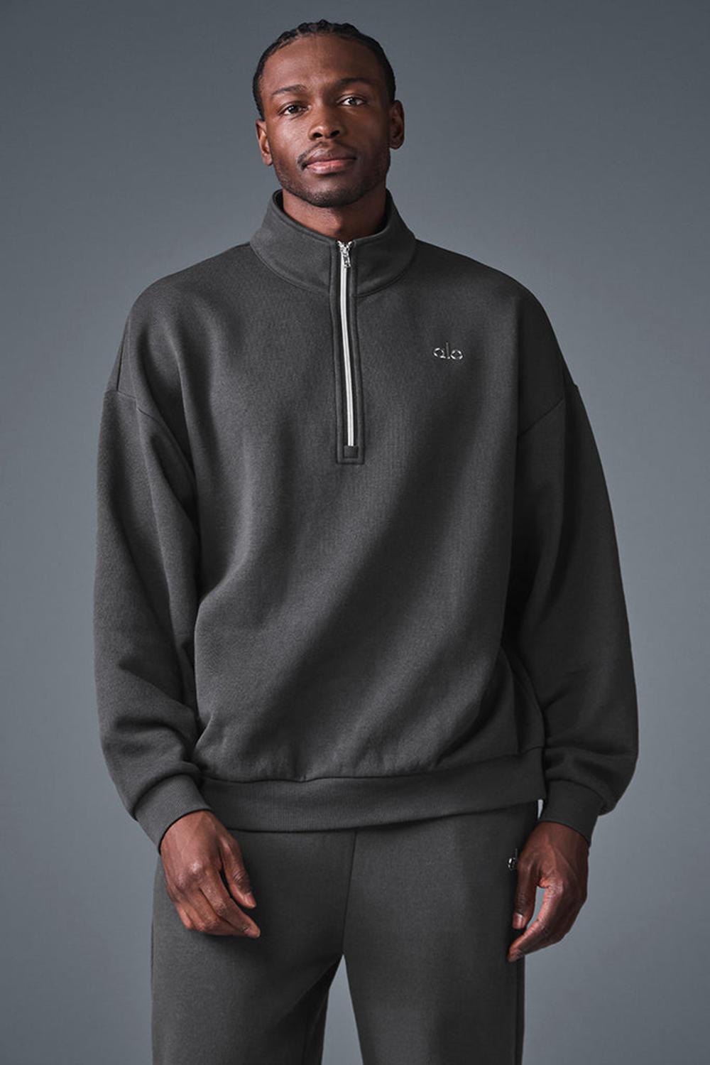Anthracite Alo Yoga Accolade 1/4 Zip Men Pullover | KSA  CWX084257