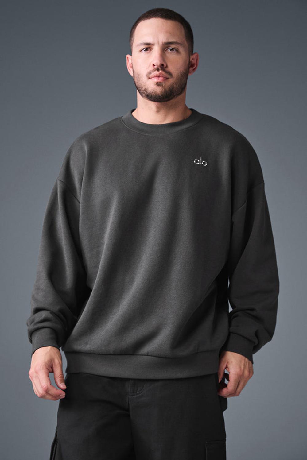 Anthracite Alo Yoga Accolade Crew Neck Men Pullover | KSA  ZSY156893