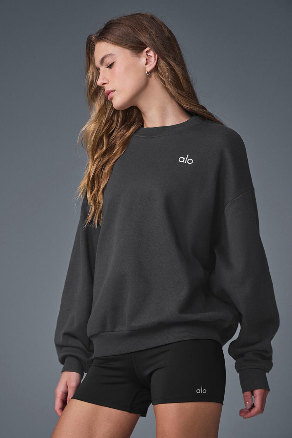 Anthracite Alo Yoga Accolade Crew Neck Women Pullover | KSA  ZIW869147