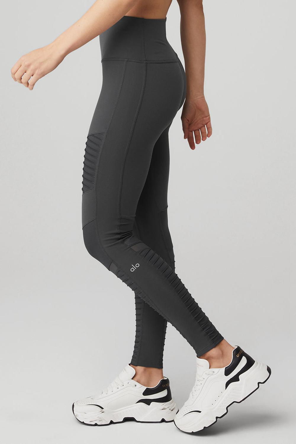 Anthracite / Anthracite Glossy Alo Yoga High-Waist Motos Women Legging | KSA  MFQ036145