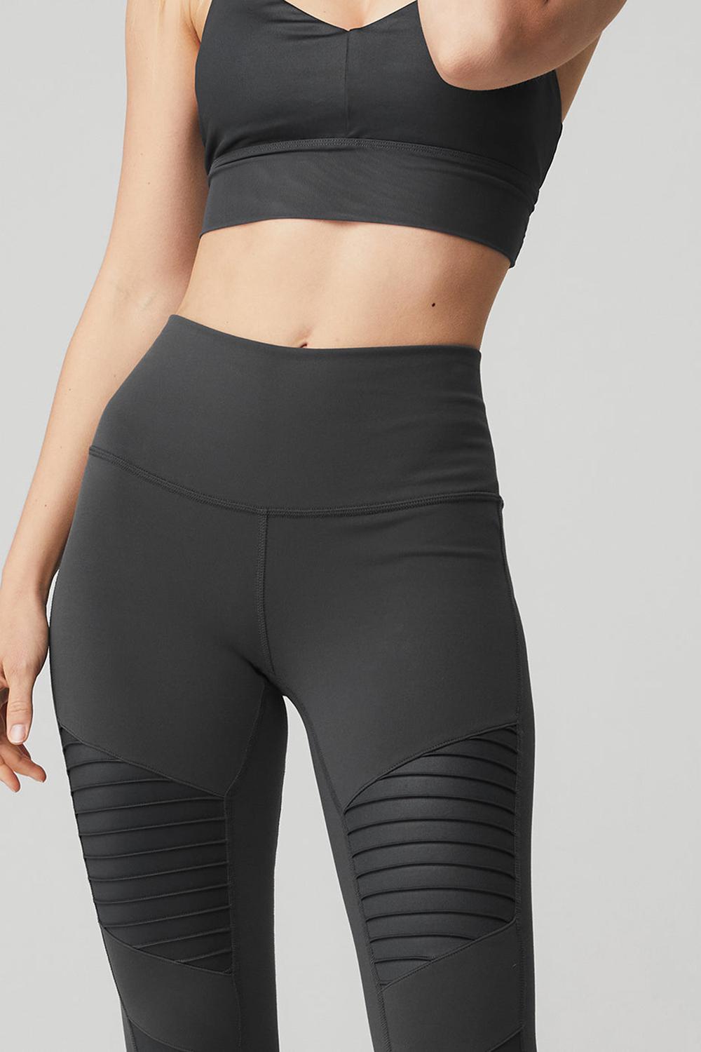 Anthracite / Anthracite Glossy Alo Yoga High-Waist Motos Women Legging | KSA  MFQ036145
