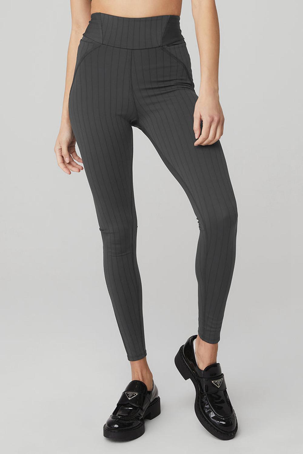 Anthracite / Black Alo Yoga Pinstripe Jacquard Extreme High-Waist Women Legging | KSA  EIW758940