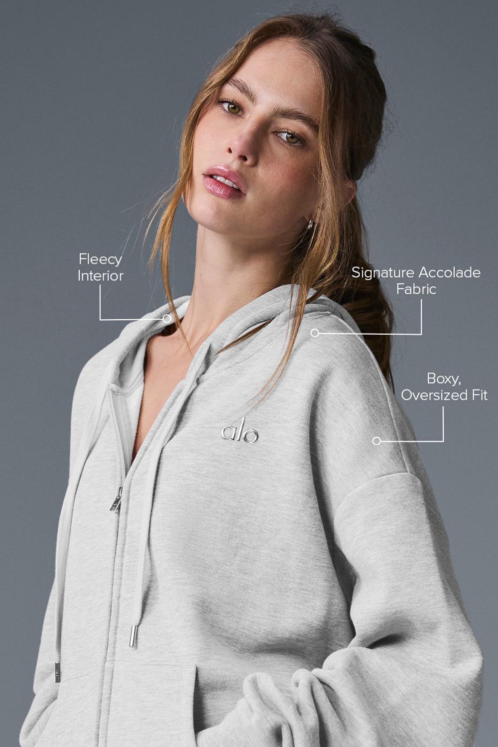 Athletic Heather Grey Alo Yoga Accolade Full Zip Women Hoodie | KSA  UAM758190