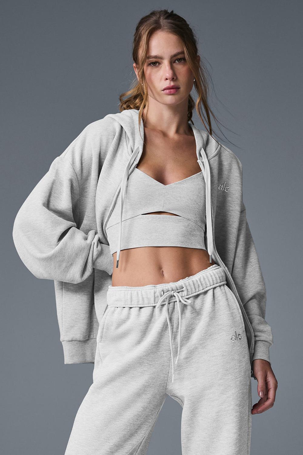 Athletic Heather Grey Alo Yoga Accolade Full Zip Women Hoodie | KSA  UAM758190