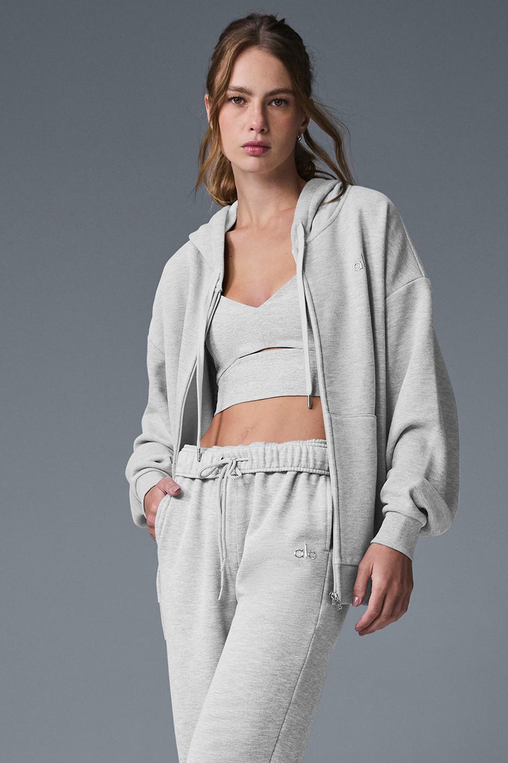 Athletic Heather Grey Alo Yoga Accolade Full Zip Women Hoodie | KSA  UAM758190