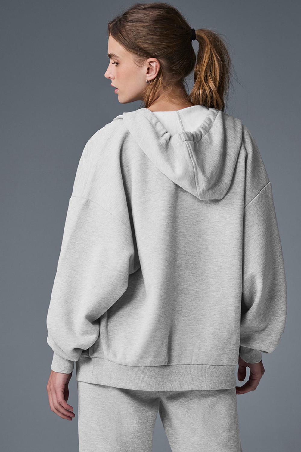 Athletic Heather Grey Alo Yoga Accolade Full Zip Women Hoodie | KSA  UAM758190