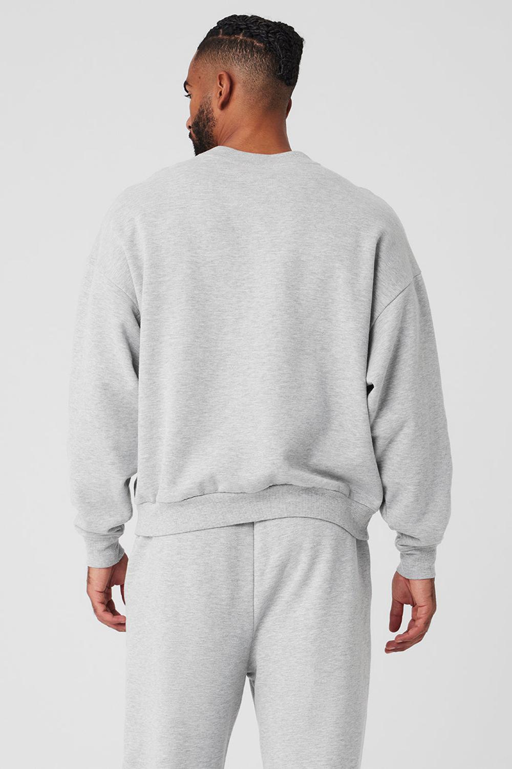 Athletic Heather Grey Alo Yoga Accolade Crew Neck Men Pullover | KSA  RDI671938