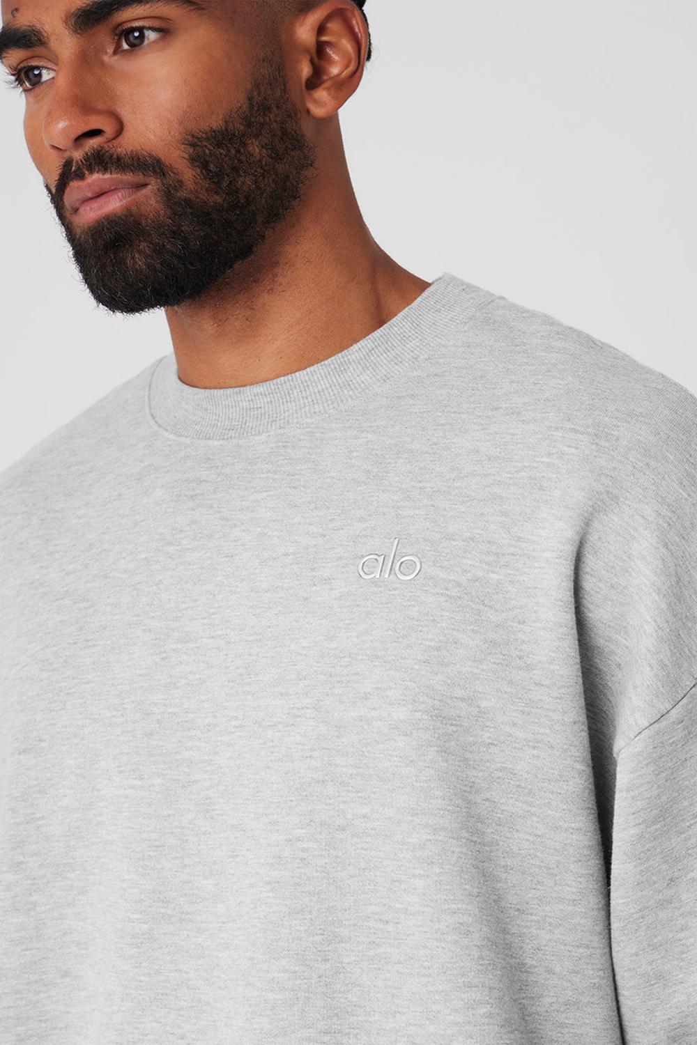 Athletic Heather Grey Alo Yoga Accolade Crew Neck Men Pullover | KSA  RDI671938
