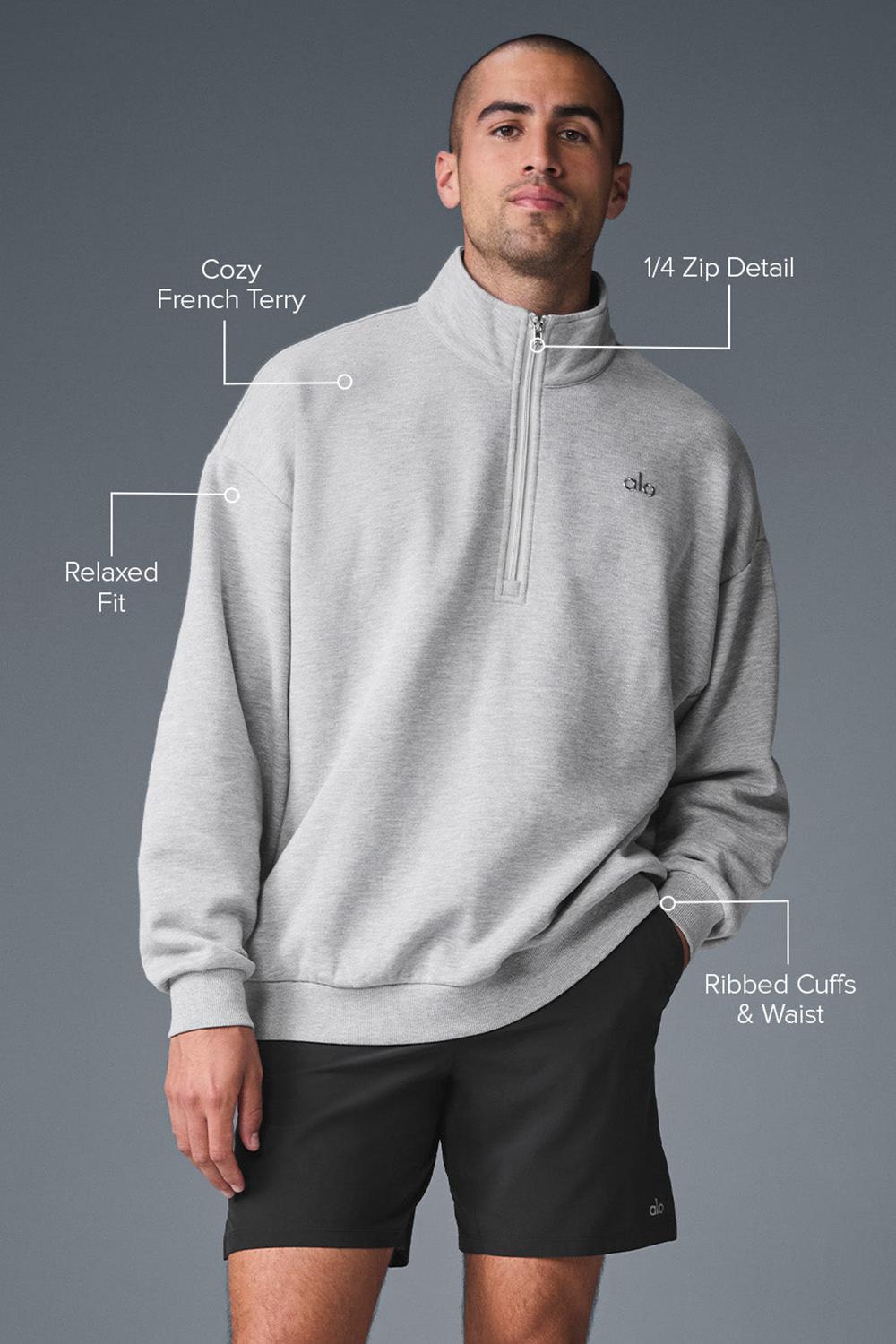Athletic Heather Grey Alo Yoga Accolade 1/4 Zip Men Pullover | KSA  WEV368541